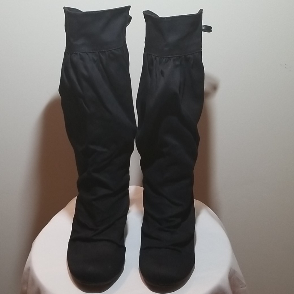 ALDO Kemble Slouch Black 4" Wedge Boots Size 8